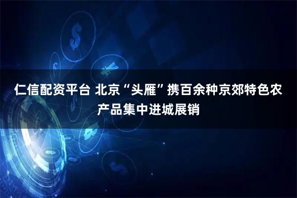 仁信配资平台 北京“头雁”携百余种京郊特色农产品集中进城展销